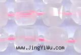 CCU1301 15 inches 9mm - 10mm faceted cube rose quartz beads
