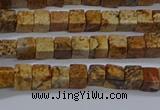 CCU309 15.5 inches 4*4mm cube picture jasper beads wholesale