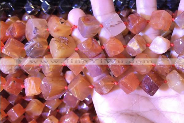 CCU402 15.5 inches 8*10mm - 14*16mm cube red agate beads