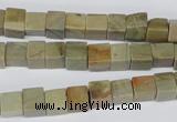 CCU47 15.5 inches 6*6mm cube silver leaf jasper beads wholesale