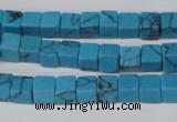 CCU50 15.5 inches 6*6mm cube turquoise beads wholesale