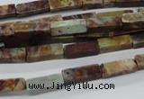 CCU522 15.5 inches 4*13mm cuboid green magic agate beads wholesale