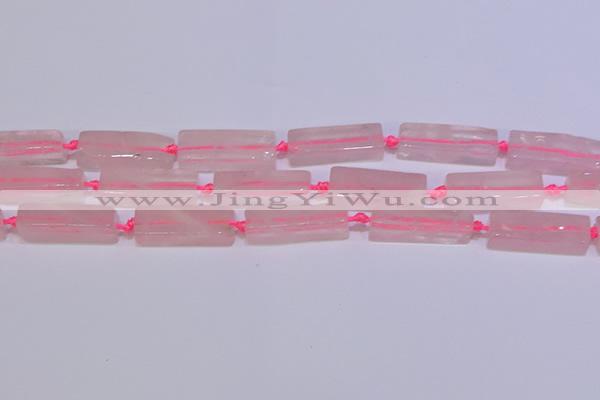 CCU603 15.5 inches 8*20mm - 10*30mm cuboid rose quartz beads