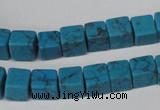CCU62 15.5 inches 8*8mm cube turquoise beads wholesale