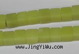CCU64 15.5 inches 8*8mm cube olive jade beads wholesale