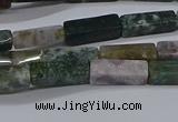 CCU713 15.5 inches 4*13mm cuboid moss agate beads wholesale