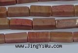 CCU717 15.5 inches 4*13mm cuboid pink wooden jasper beads wholesale