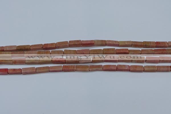CCU717 15.5 inches 4*13mm cuboid pink wooden jasper beads wholesale