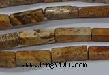 CCU738 15.5 inches 4*13mm cuboid picture jasper beads wholesale