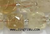 CCU755 15 inches 8*8mm faceted cube citrine beads