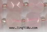 CCU773 15 inches 10*10mm faceted cube rose quartz beads