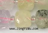 CCU778 15 inches 10*10mm faceted cube mixed quartz beads