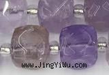 CCU779 15 inches 10*10mm faceted cube ametrine beads