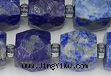 CCU789 15 inches 10*10mm faceted cube lapis lazuli beads
