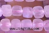 CCU806 15 inches 4mm faceted cube rose quartz beads