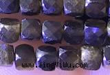CCU814 15 inches 4mm faceted cube obsidian beads