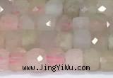 CCU831 15 inches 4mm faceted cube morganite beads