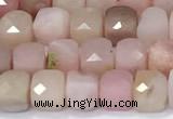 CCU848 15 inches 4mm faceted cube pink opal beads