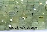 CCU877 15 inches 4mm faceted cube prehnite beads