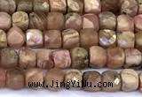 CCU884 15 inches 4mm faceted cube Argentina rhodochrosite beads