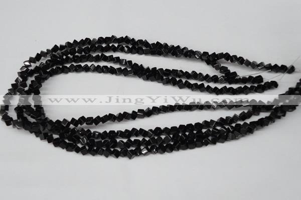 CCU94 15.5 inches 4*4mm cube black agate beads wholesale