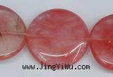 CCY155 15.5 inches 30mm flat round cherry quartz beads wholesale