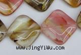 CCY225 15.5 inches 20*20mm diamond volcano cherry quartz beads