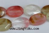 CCY230 15.5 inches 13*18mm faceted oval volcano cherry quartz beads