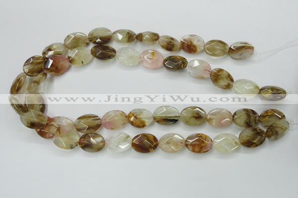 CCY418 15.5 inches 13*18mm faceted oval volcano cherry quartz beads