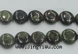 CDB205 15.5 inches 10mm flat round natural dragon blood jasper beads