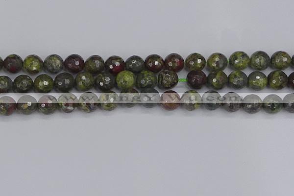 CDB324 15.5 inches 12mm faceted round dragon blood jasper beads