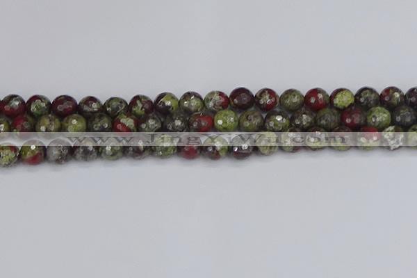 CDB331 15.5 inches 10mm faceted round A grade dragon blood jasper beads
