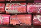 CDE1352 15.5 inches 8*16mm tube sea sediment jasper beads