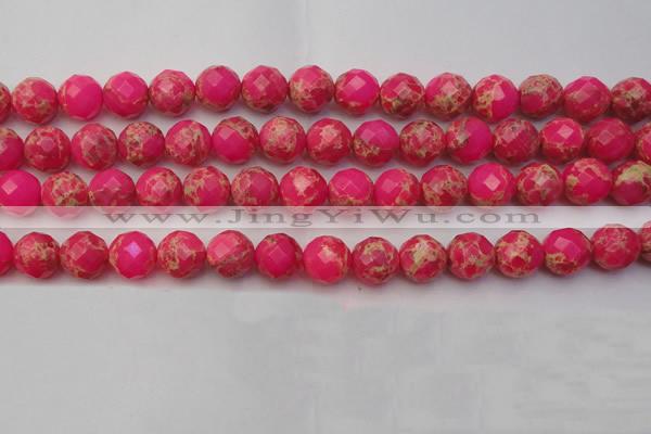 CDE2114 15.5 inches 14mm faceted round dyed sea sediment jasper beads