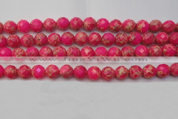 CDE2115 15.5 inches 16mm faceted round dyed sea sediment jasper beads