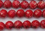 CDE2120 15.5 inches 6mm faceted round dyed sea sediment jasper beads