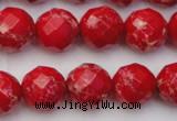 CDE2124 15.5 inches 14mm faceted round dyed sea sediment jasper beads