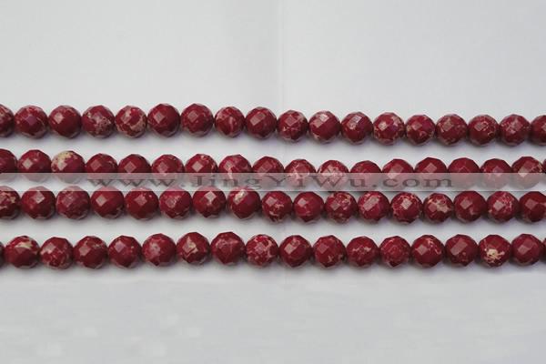 CDE2133 15.5 inches 12mm faceted round dyed sea sediment jasper beads
