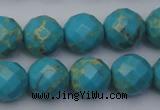 CDE2156 15.5 inches 18mm faceted round dyed sea sediment jasper beads