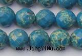 CDE2164 15.5 inches 14mm faceted round dyed sea sediment jasper beads