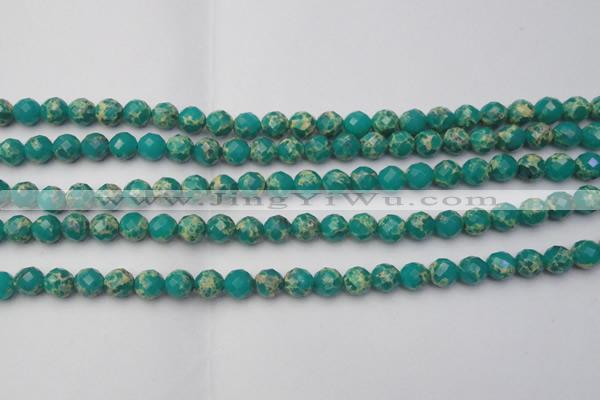 CDE2170 15.5 inches 6mm faceted round dyed sea sediment jasper beads