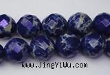 CDE2214 15.5 inches 14mm faceted round dyed sea sediment jasper beads