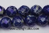 CDE2215 15.5 inches 16mm faceted round dyed sea sediment jasper beads