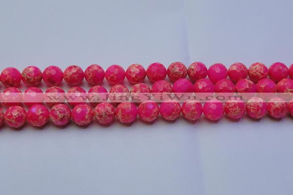 CDE2507 15.5 inches 14mm faceted round dyed sea sediment jasper beads