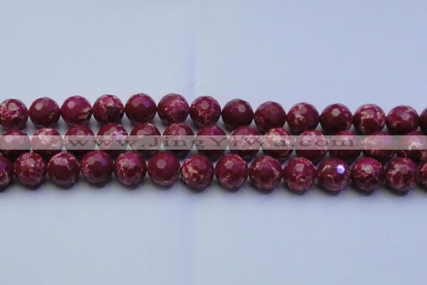 CDE2521 15.5 inches 14mm faceted round dyed sea sediment jasper beads