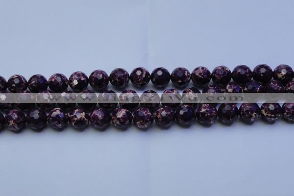 CDE2535 15.5 inches 14mm faceted round dyed sea sediment jasper beads