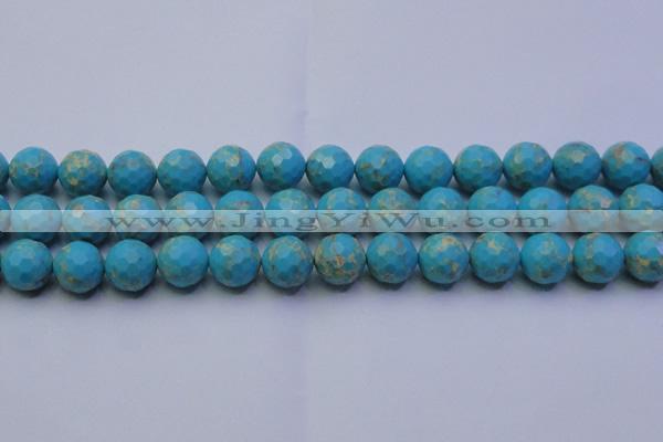 CDE2542 15.5 inches 14mm faceted round dyed sea sediment jasper beads
