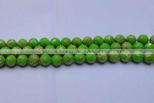 CDE2556 15.5 inches 14mm faceted round dyed sea sediment jasper beads
