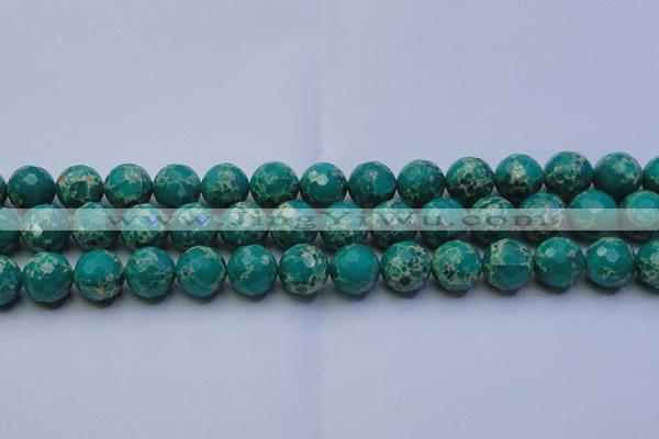 CDE2564 15.5 inches 14mm faceted round dyed sea sediment jasper beads