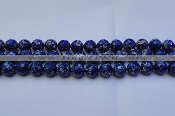 CDE2579 15.5 inches 14mm faceted round dyed sea sediment jasper beads